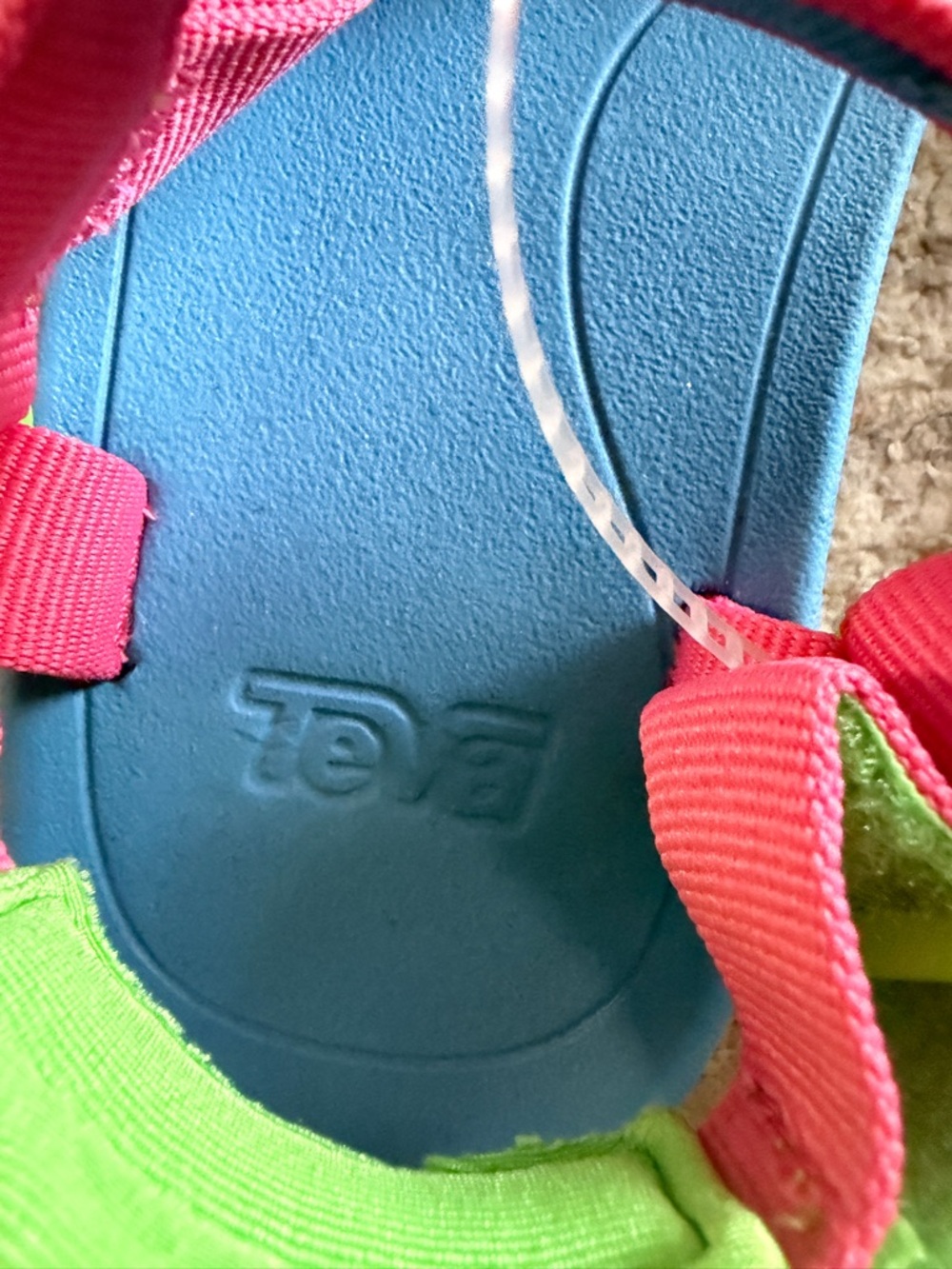 Teva Kids Blue Sandals with Pink and Green Straps - Picture 2 of 7